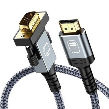 

1/1.8/3M Nylon Braid HDMI to VGA Gold-Plated Cable Compatible for Computer Desktop Laptop PC Monitor Projector