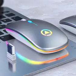 Led backlit recarregável sem fio silencioso mouse usb ergonômico óptico gaming mouse desktop computador portátil mouse