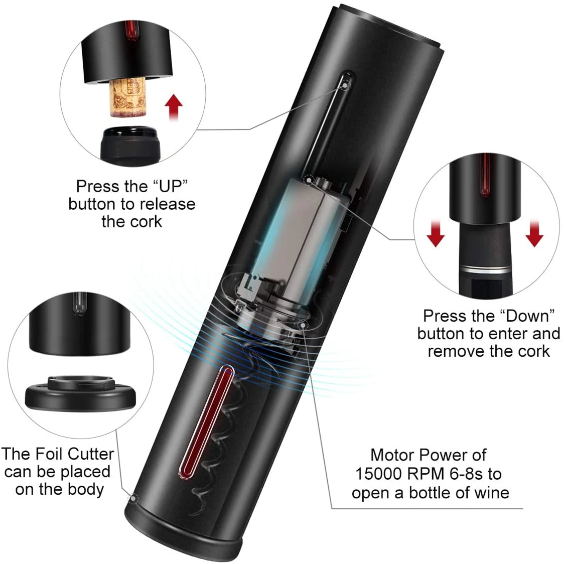 Premium Electric Wine Opener Set with Rechargeable Corkscrew and Wine Accessories