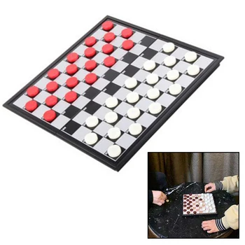 

Checkers Travel International Chess Set Magnetic Folding Durable Board Game Gift Backgammon Portable Party Adults Kids Toy