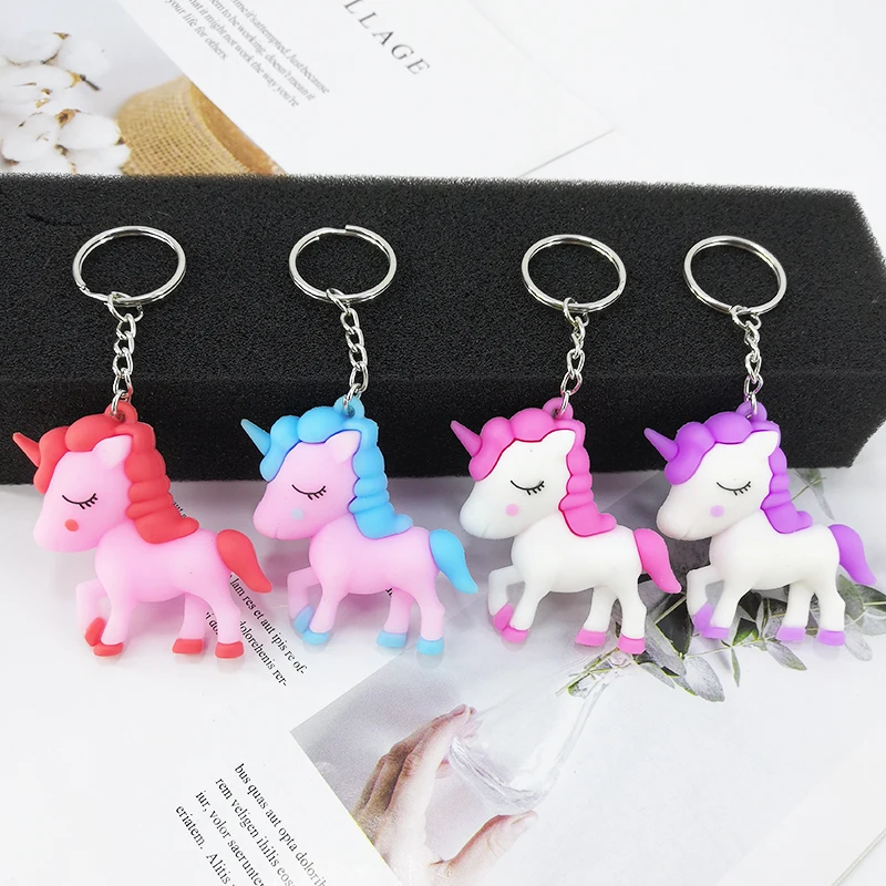 PVC new cartoon unicorn key ring pendant pony styling bag car jewelry accessories | Украшения и аксессуары
