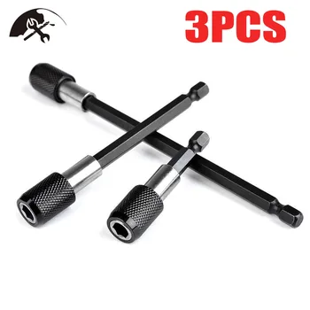 

3 Pcs 1/4 Inch Hex Shank Quick Release Magnetic Screwdriver Bit Holder Extension Chuck Adapter Set for Screws