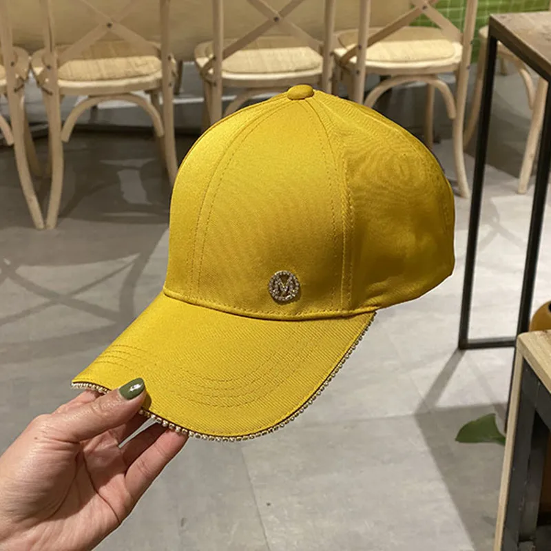 Letter M Rhinestone Women Baseball Cap 2020 New Female Solid Outdoor Autumn Adjustable Embroidered Hip-hop Hats Summer Sunhat09