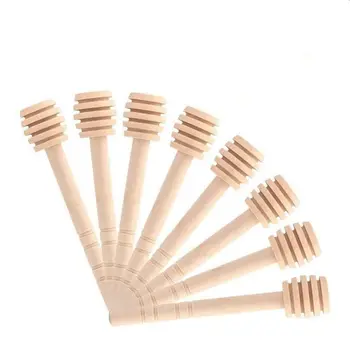 

50Pcs Honey Spoons Wooden Baton Natural Household Blender Portable Honey Jam Distribution Pot Collection (10cm)