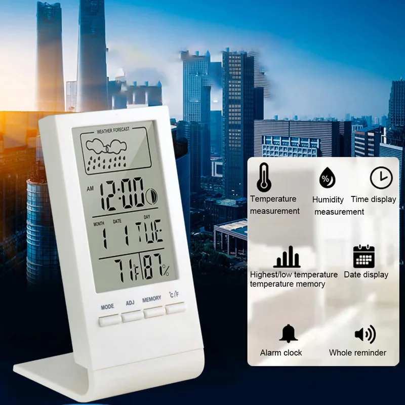 Горячая Крытый Открытый термометр гигрометр многофункциональная Метеостанция Автоматическая Электронная Температура Влажность монитор Часы