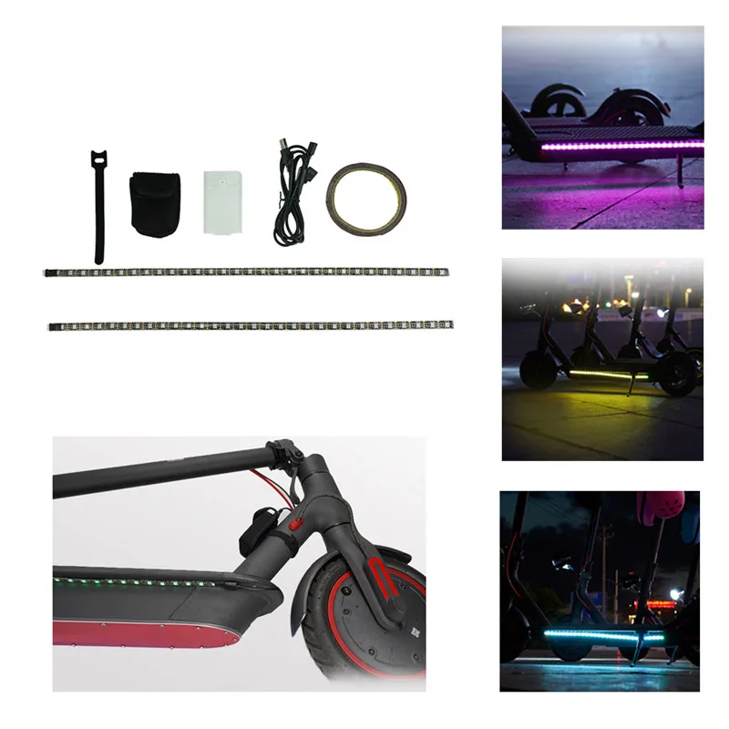 Electric Scooter LED Strip Flashlight Bar Lamp for Xiaomi M365 1S Pro 2 Scooter Skateboard Safety Warning Replacement Parts scooter accessories scooter light