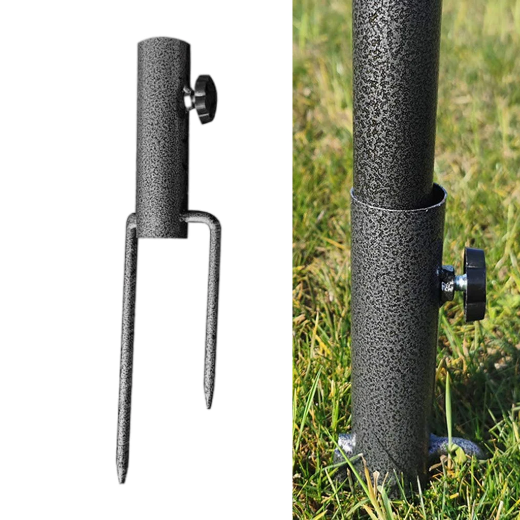 Metal Summer Umbrella Base Insert Holder Ground Spike Garden Patio