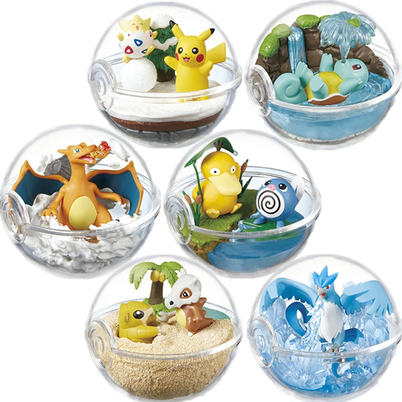 

Takara Tomy 6pcs/set Pikachu Blastoise Charmander Squirtle with Transparent Ball Pokemon Action Figure Toys Gifts for Kids