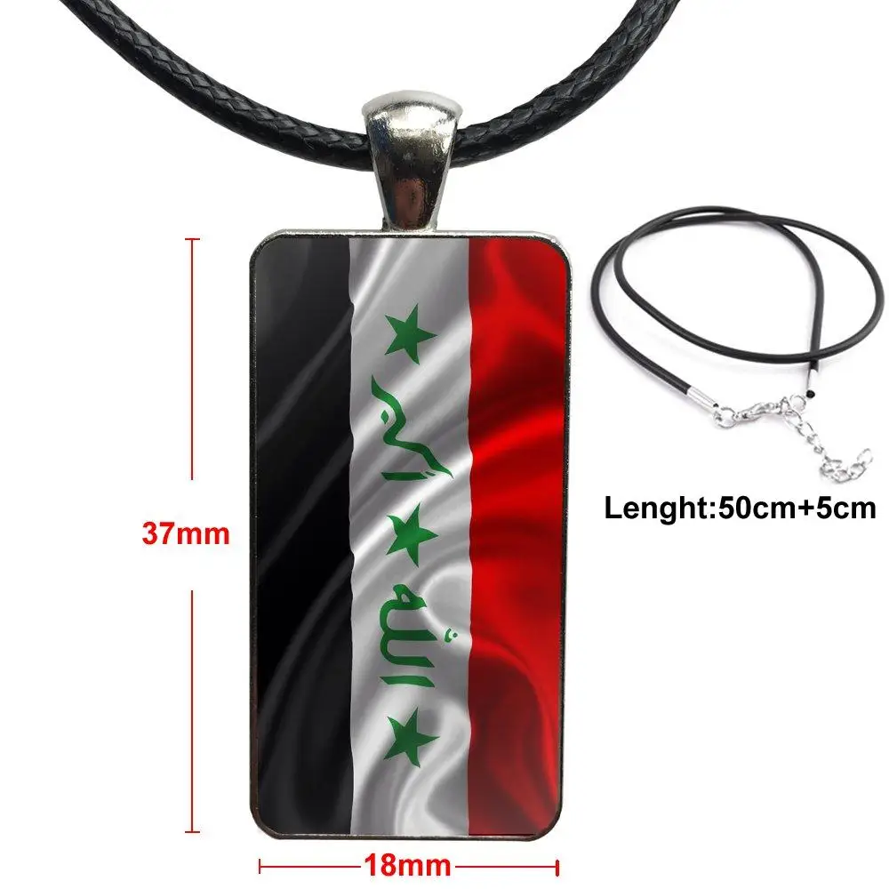 Для женщин Подарки мальчик государственный флаг Ирака модный стеклянный подвесной брелок прямоугольное ожерелье колье ожерелье ювелирные изделия