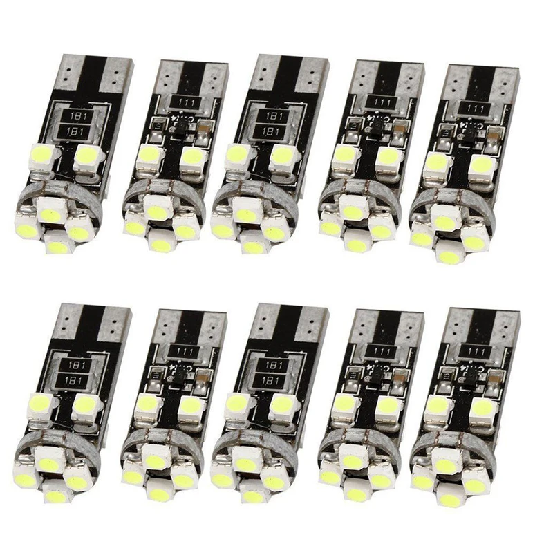 

10PCs T10 W5W 194 168 LED 3528 8 SMD 1210 CANBUS NO Error Pure White Car Auto Side Wedge Light Interior Lamp DC12V