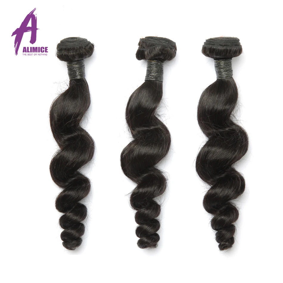 Alimice волосы индийские свободные волнистые в наборе с закрытием Remy человеческие волосы 3 пучка с 4*4 Кружева Закрытие бесплатно/средний/три части