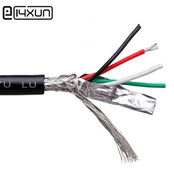 

1m 4X24AWG 5A Double-shielded Data Cable Control Line RS232 Line 4-core Shielded 24AWG USB Cable Oxygen-free Copper