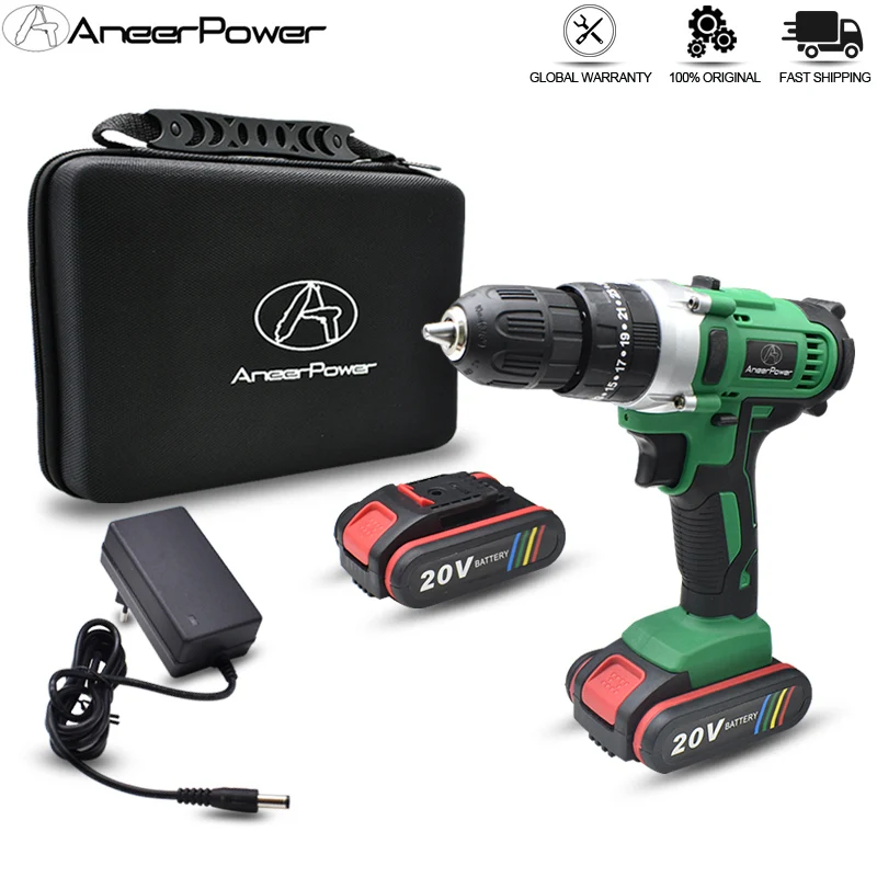 20V Impact Drill Electric Screwdriver Electric Hand Drill Battery Cordless Hammer Drill Home Diy Power Tools 3Modes 25+1 Torque