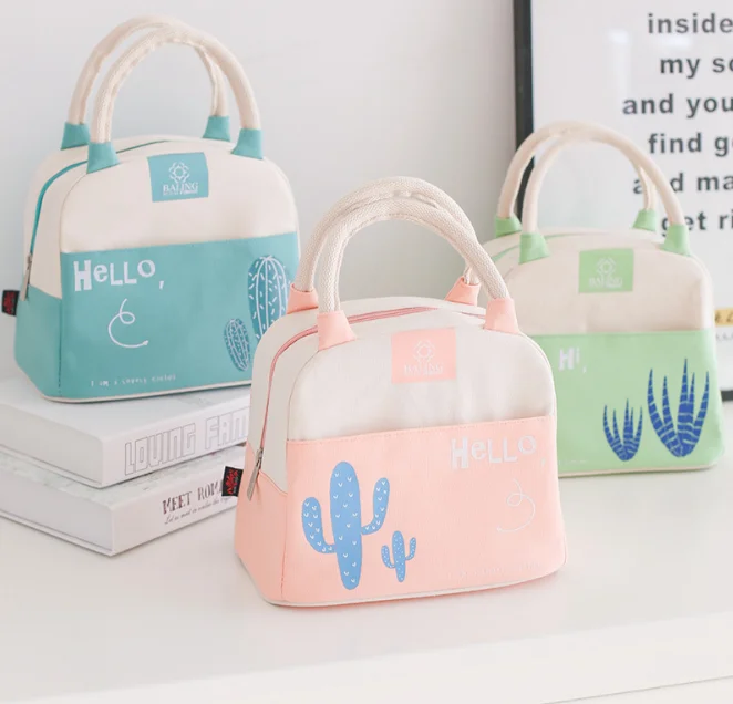 Japanese/Korean cartoons Bento bag canvas thickening insulation pack Aluminum film portable insulation bag