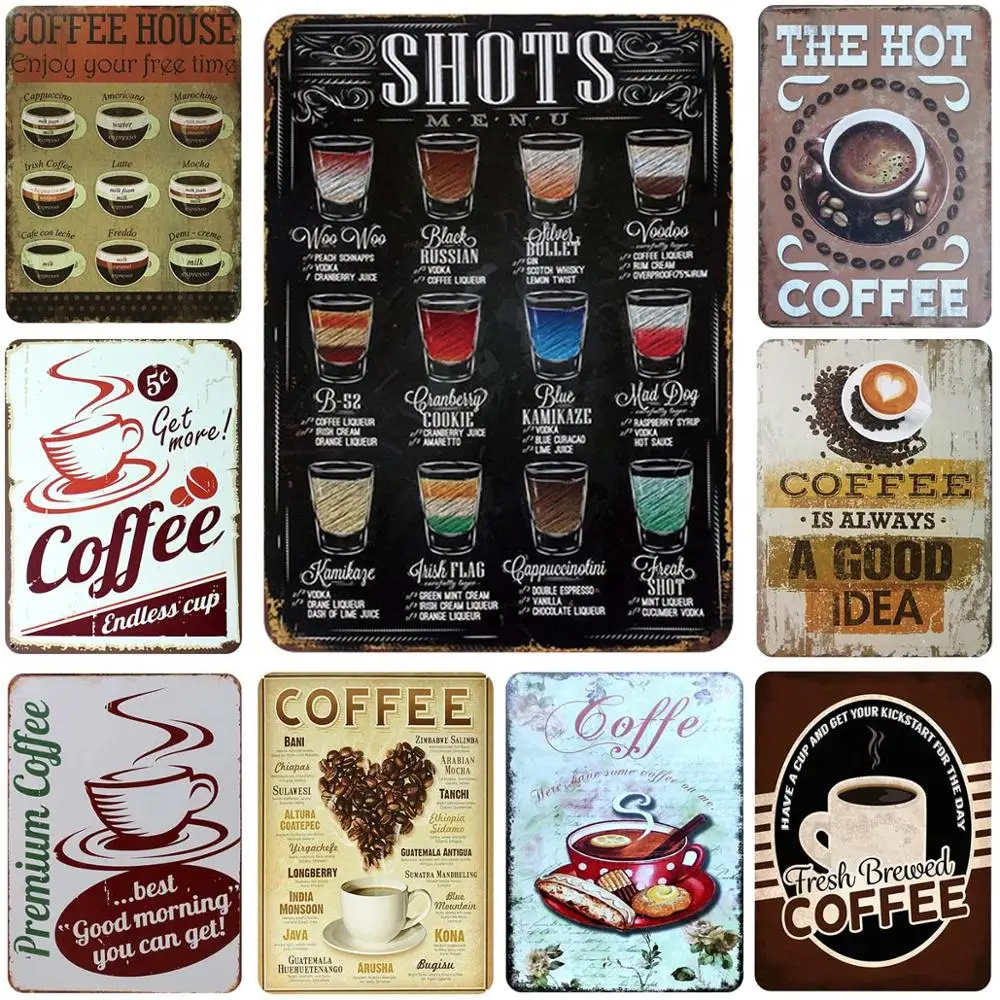 

Classic Coffee Patterns Cafe Cinema Shop Home Club Tin Sign Wall Decor Vintage Metal Plaques Iron Plate Posters Art Painting