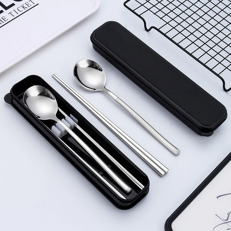 High-grade stainless steel spoon fork chopsticks student portable tableware travel outdoor set Kitchen accessories Useful