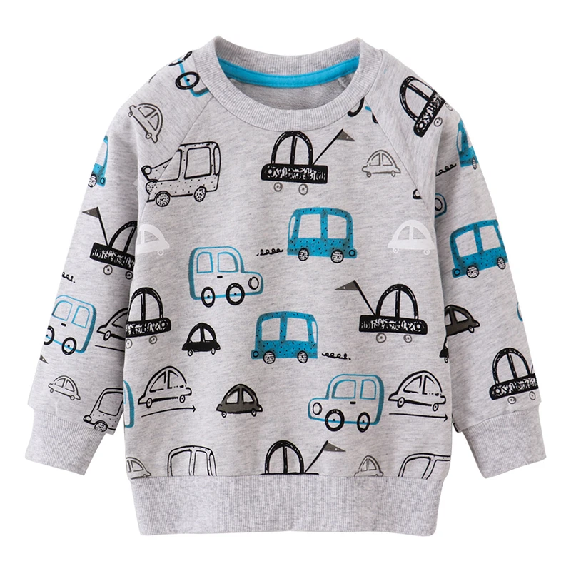 

Jumping Meters Boys Long Sleeves Various Cars Pattern Grey Sweatshirts Kids Clothes Autumn Children's Clothing 2-7Years