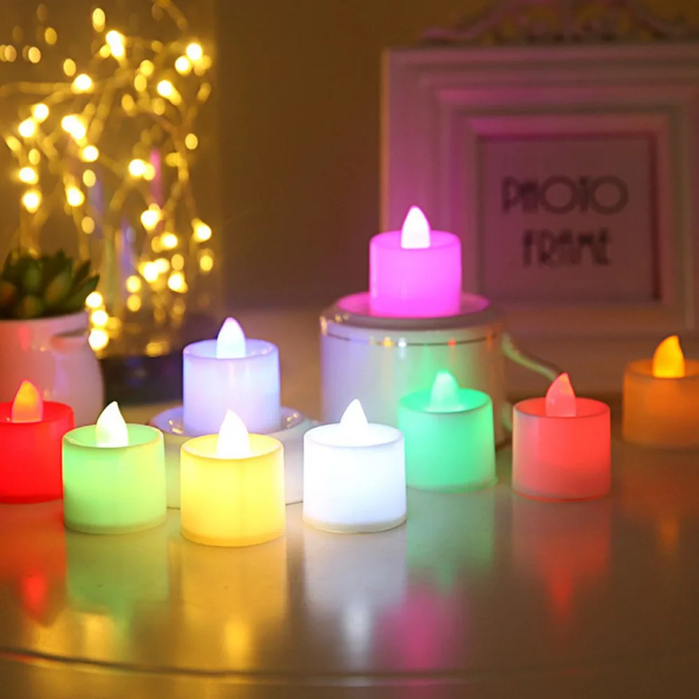 ICOCO многоразовый светодиодный светильник без пламени на батарейках, Романтический Красочный светильник для свадьбы, дня рождения