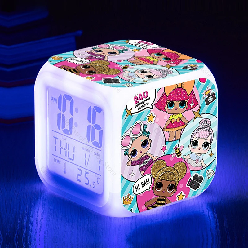 Lol Surprise Dolls Cartoon Children Led Digital Alarm Clock Colorful Light Pillowcase Handbag Anti Slip Mat Home Decorations Action Figures Aliexpress