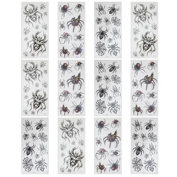 

12 Sheets Face Stickers Safe Waterproof Funny Spider Stickers Party Supplies Web Stickers for Party Halloween Masquerade