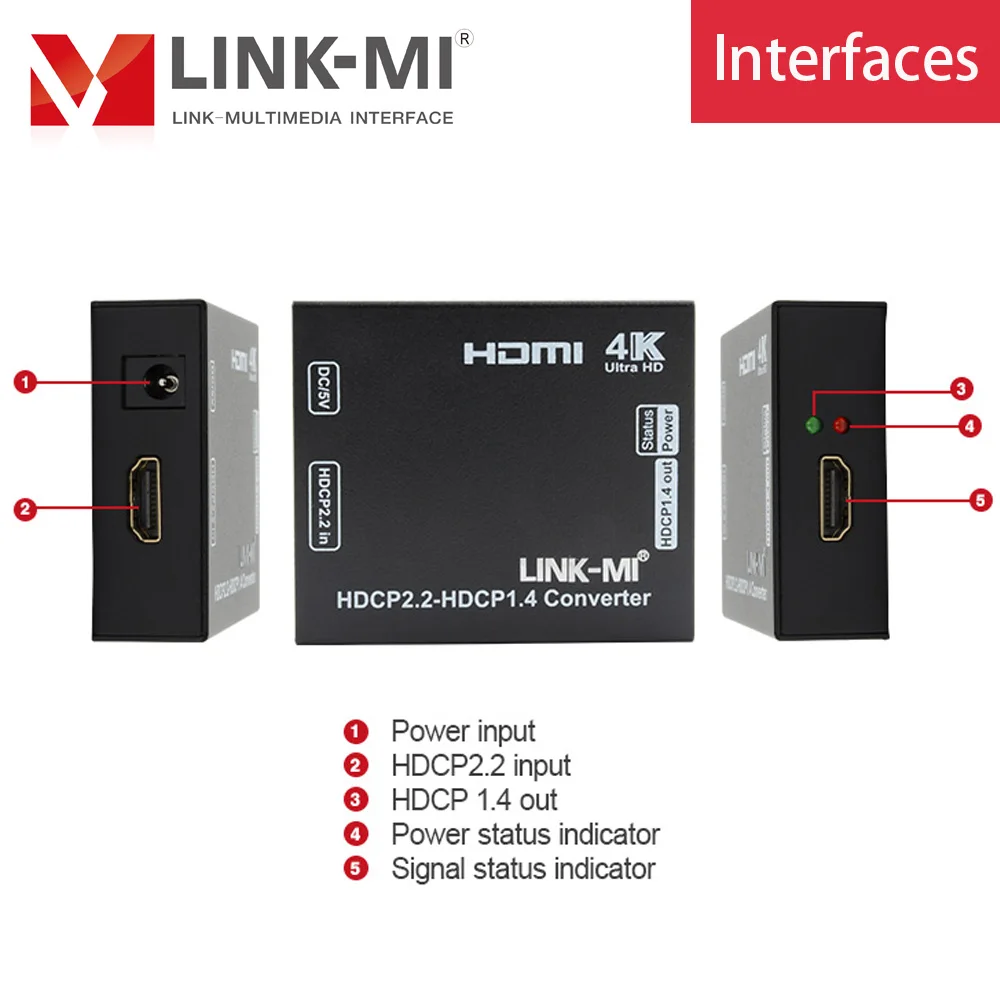 HDCP2.2 to 1.4 Converter link mi HDMI to HDMI YUV 4:2:0 UHD 4Kx2K Video Format Up to 1080p/4K /3D Video HDCP 2.2 to HDCP 1.4 4