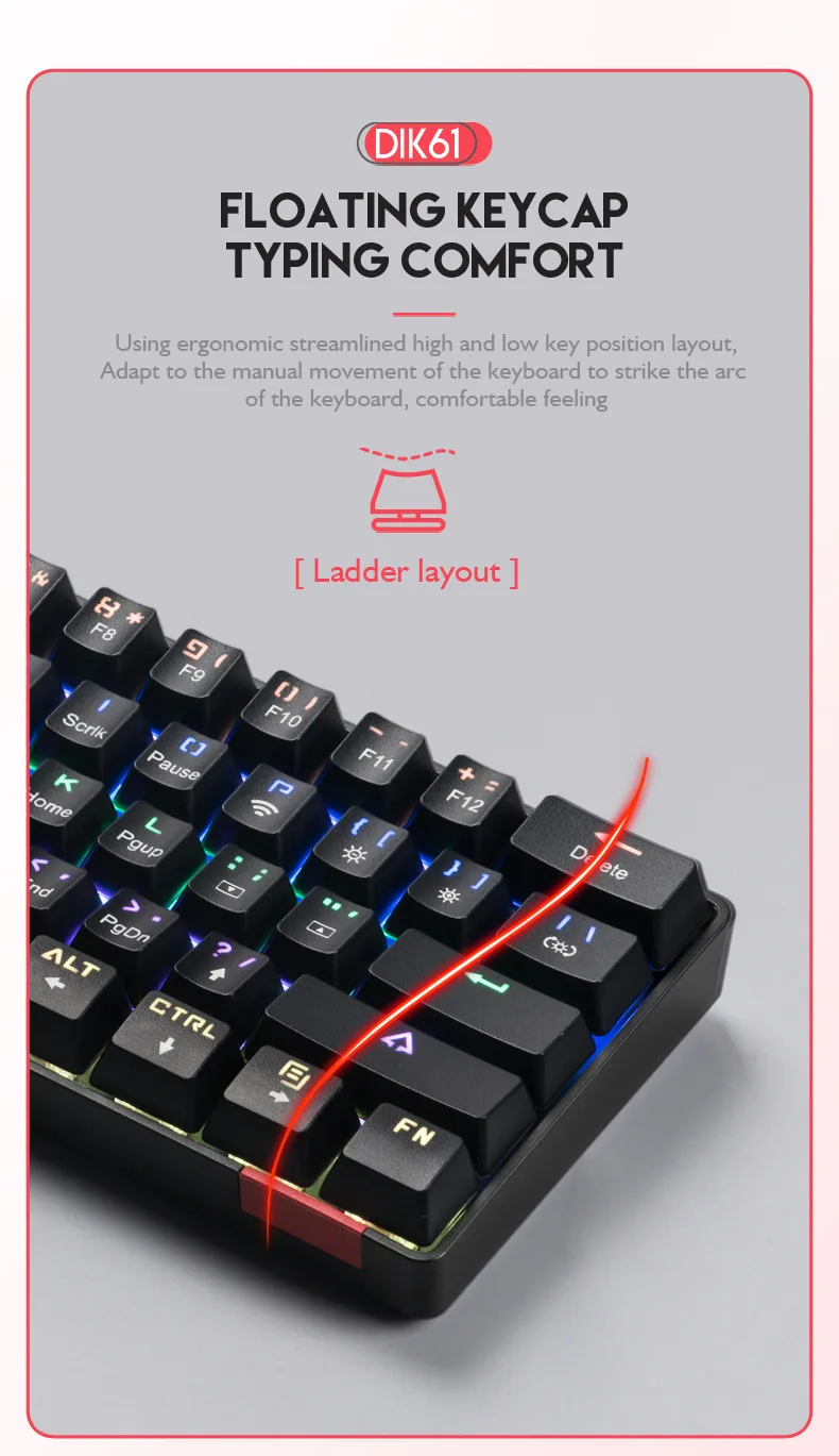 61-Key Bluetooth Dual-Mode Wireless Green Axis Mechanical Keyboard RGB Gaming Tablet Mobile Notebook