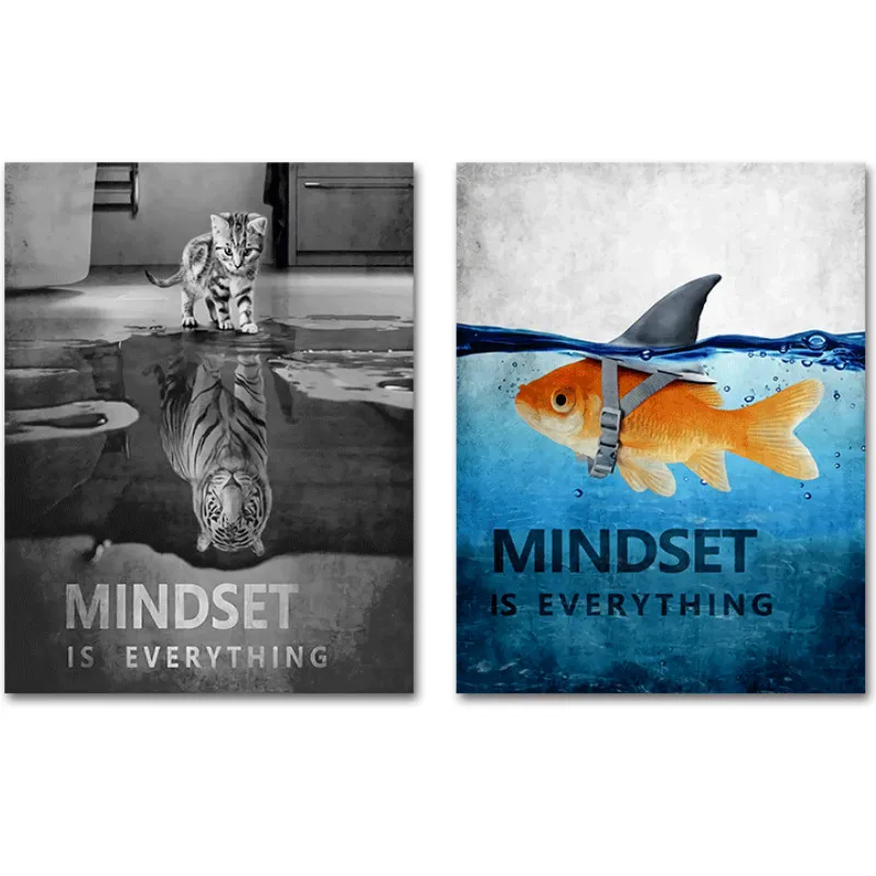 Mindset-это все постер с животным принтом кота на холсте картина для дома гостиной