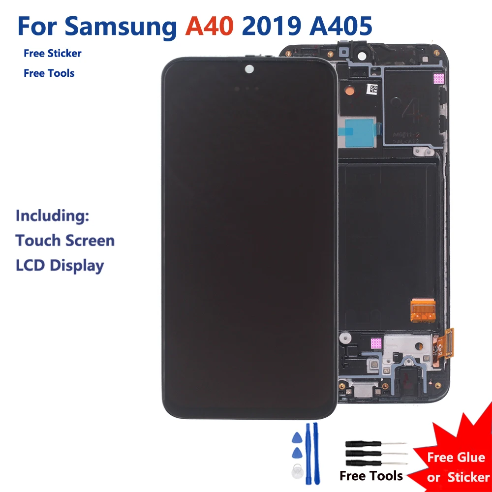 

Amoled LCD For Samsung A40 Display Touch Screen A40 2019 A405 Assembly For A40 LCD Display Screen Repair part With Frame
