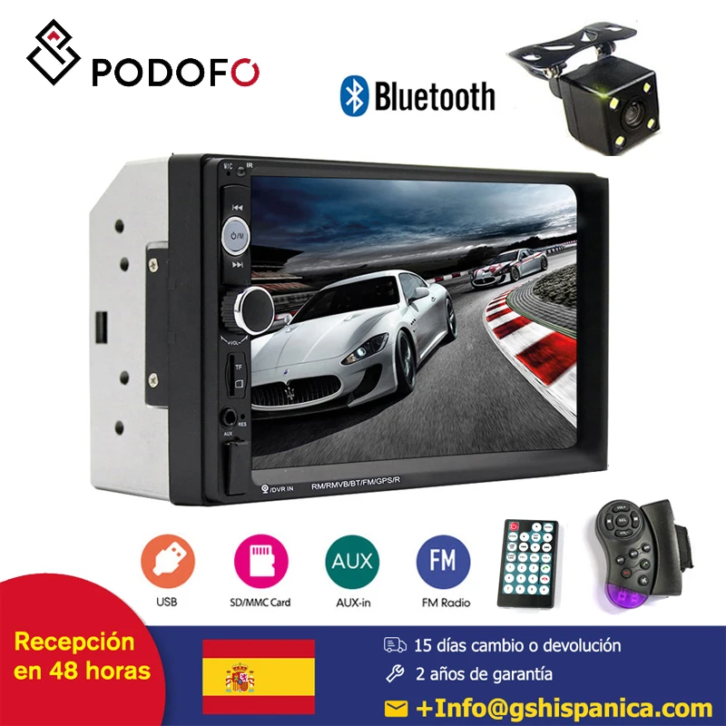 Цена Podofo 2din автомобильный радиоприемник 7 HD плеер MP5 поддерживает смартфон на базе Android Зеркало Ссылка сенсорный экран Bluetooth FM AUX USB SD