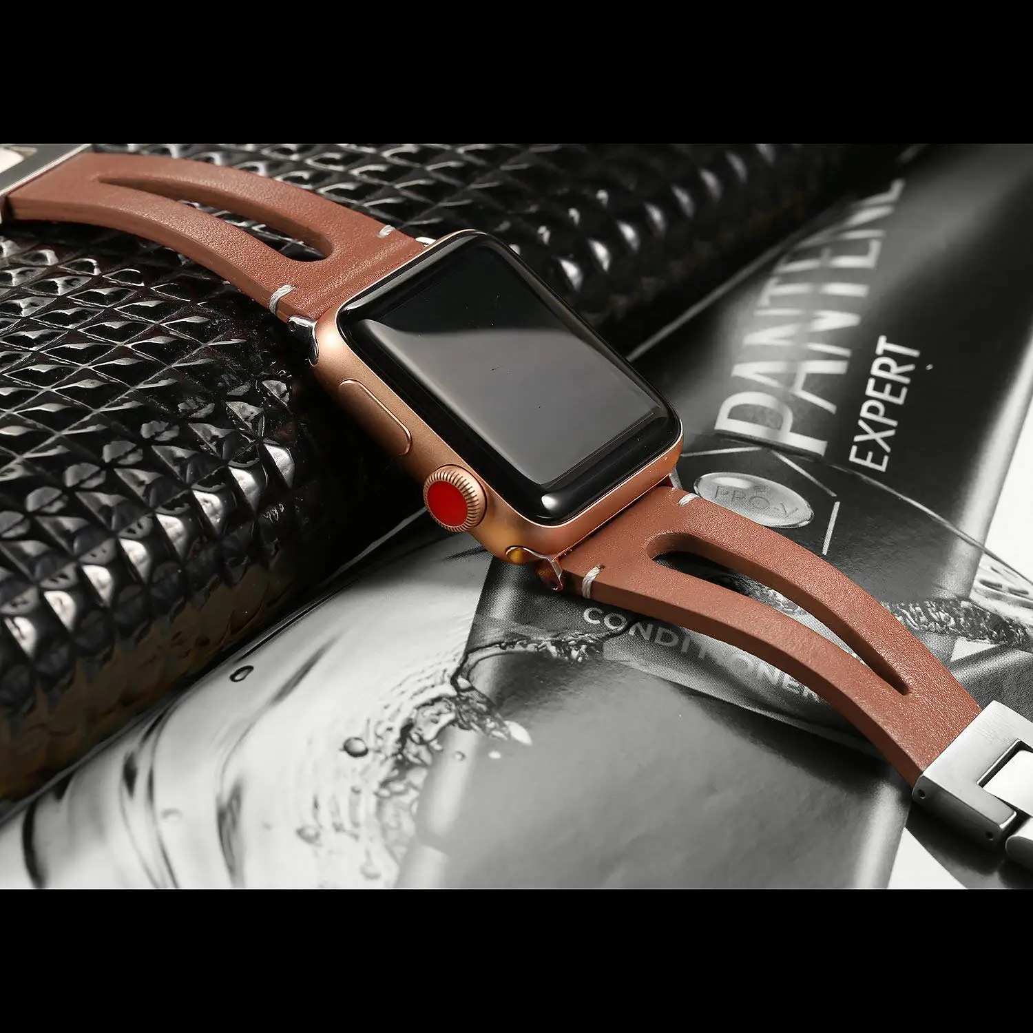 Ремешок JANSIN из натуральной кожи для Apple Watch 38 мм 42 40 44 браслет iWatch Series 6 SE 5 4 3 мужчин
