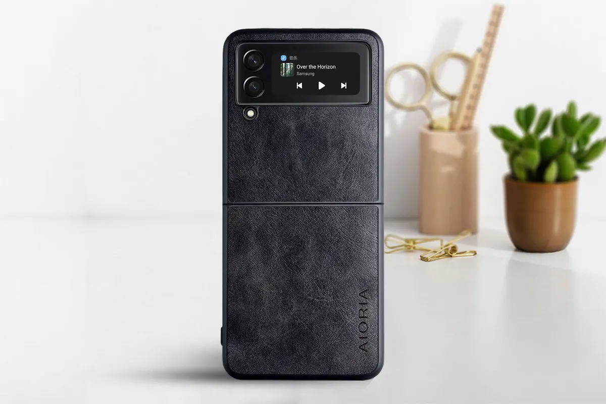 phone Case for Samsung Galaxy Z Flip3 5G PC coque Luxury Vintage leather Skin covers for samsung galaxy z flip 3 5g case pc kawaii phone cases samsung