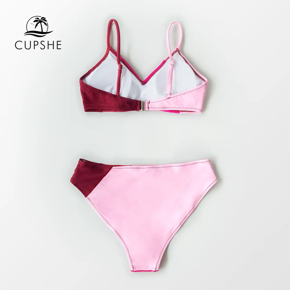 CUPSHE Berry Reds цветной пикантный комплект бикини женские купальные костюмы купальник
