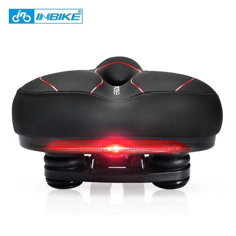 

INBIKE Bicycle Saddle with Tail Light Widen MTB Road Bike Cushion Cycling Accessories Comfortable Seat Spare Parts for Bicycles