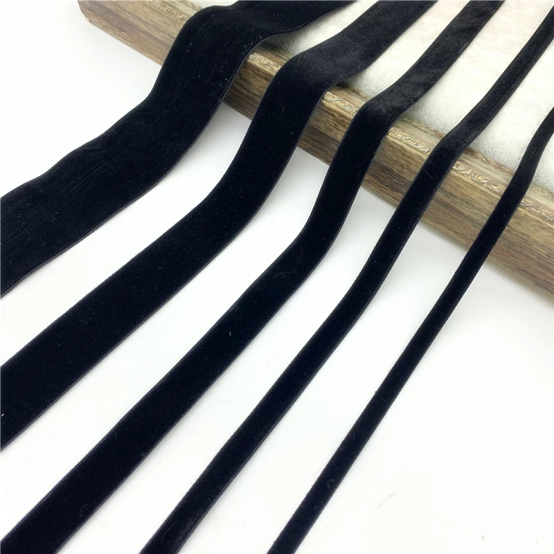 Lazo de terciopelo negro de 6mm-38mm para ramo de regalo hecho a mano, suministros de envoltura, adornos de fiesta doméstica, cintas de Navidad