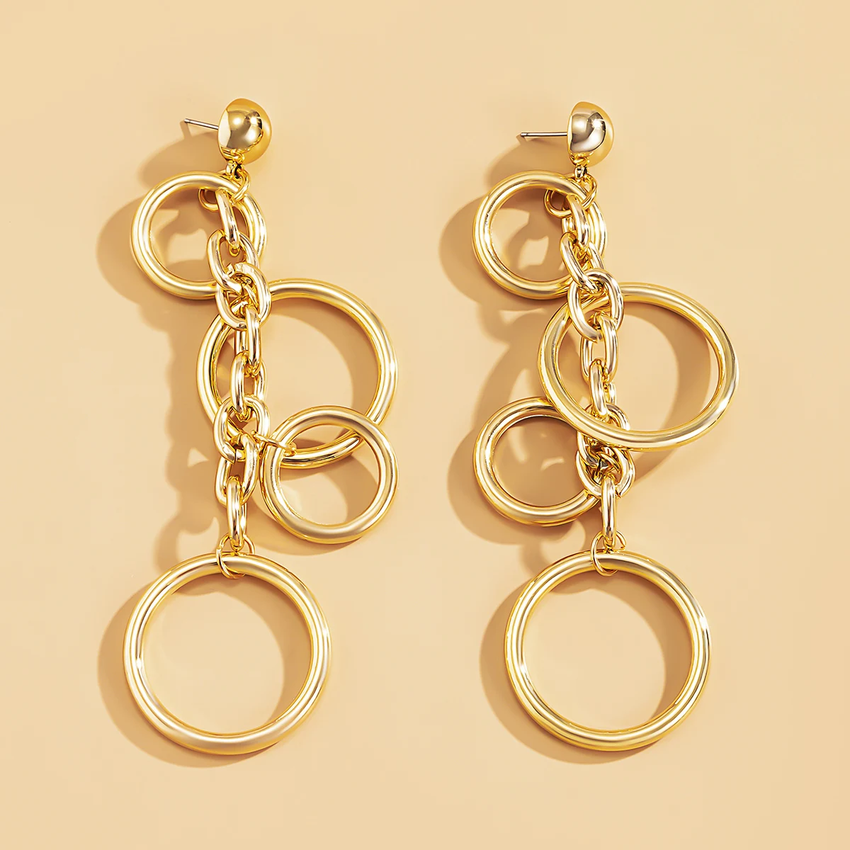 Punk Long Big Circle Link Chain Earrings for Women Hiphop Statement Large Drop Earrings for dangle earrings,drop earrings,long earrings