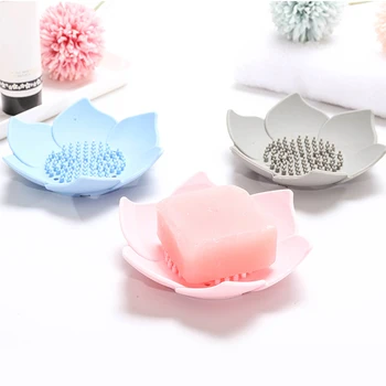 

Silicone Soap Drain Tray Flower Lotus Shaped Soap Holder Bathroom Soap Drain Storage Dish Kitchen Portable Soap Dishes Tools
