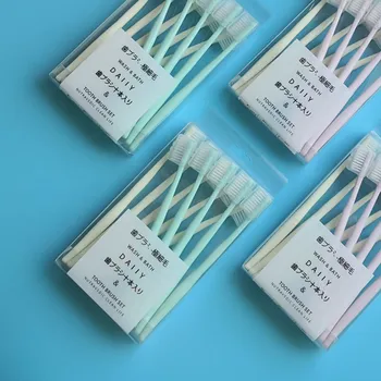 

10 Pieces Adult Soft Bristle Toothbrush Japanese-style Macarons Ultra-Fine Wool Family Washed Set Ten Pack