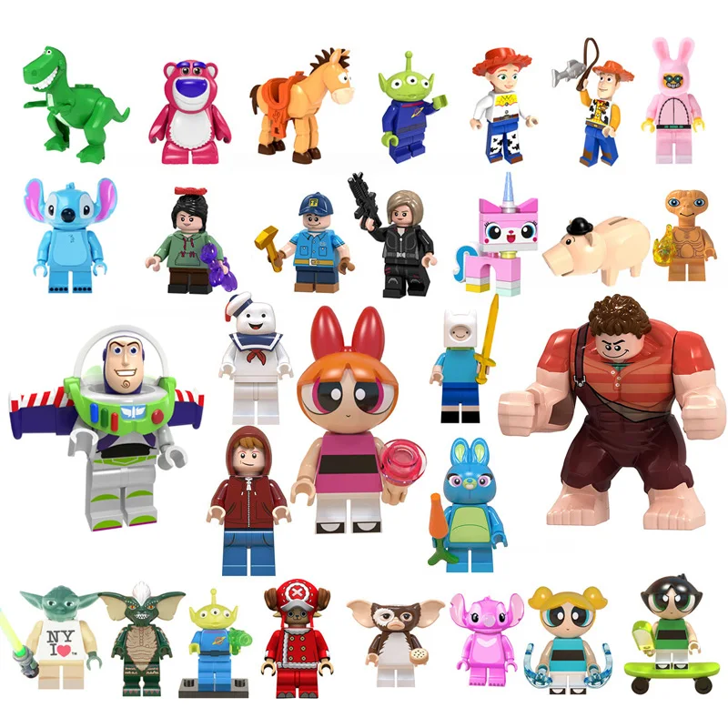 

legoingly Building Blocks Cartoon Movie toy story 4 E.T. Elliott Stay Puft Finn Gizmo stitch Angie Sonic toys for children