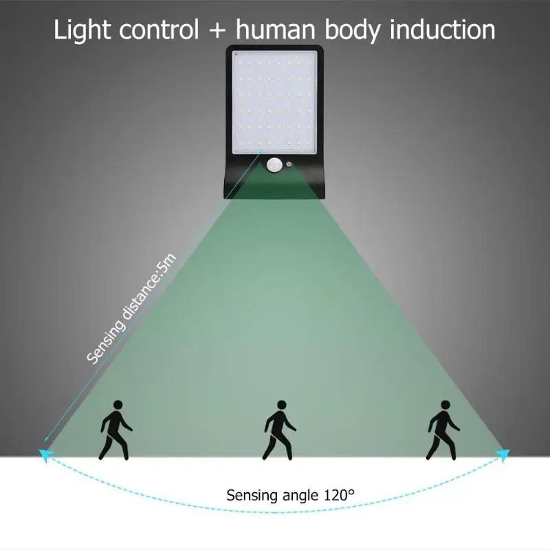 48LED Открытый Солнечный настенный светильник с полюсом IP65 водонепроницаемый датчик движения лампа