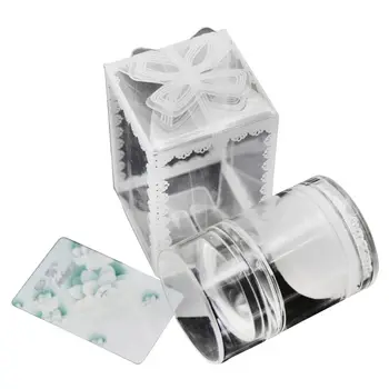 

Transparent Nail Stamper Scraper Set Dual-ended with Lid Silicone Stamper T4MB