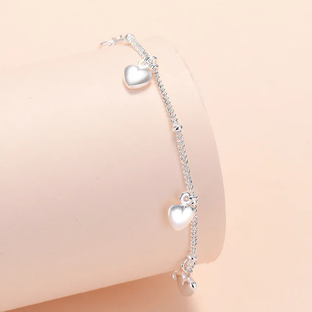 925 Sterling Silver Women Heart Bracelets On Hand Star Chain Bracelets For Girls Luxury Jewelry Jewellery Gifts For Women 3032