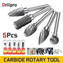 5 unids/set 12mm cabeza 6mm vástago carburo de tungsteno punto giratorio Burr Die moledor Bit Kit herramientas abrasivas fresa
