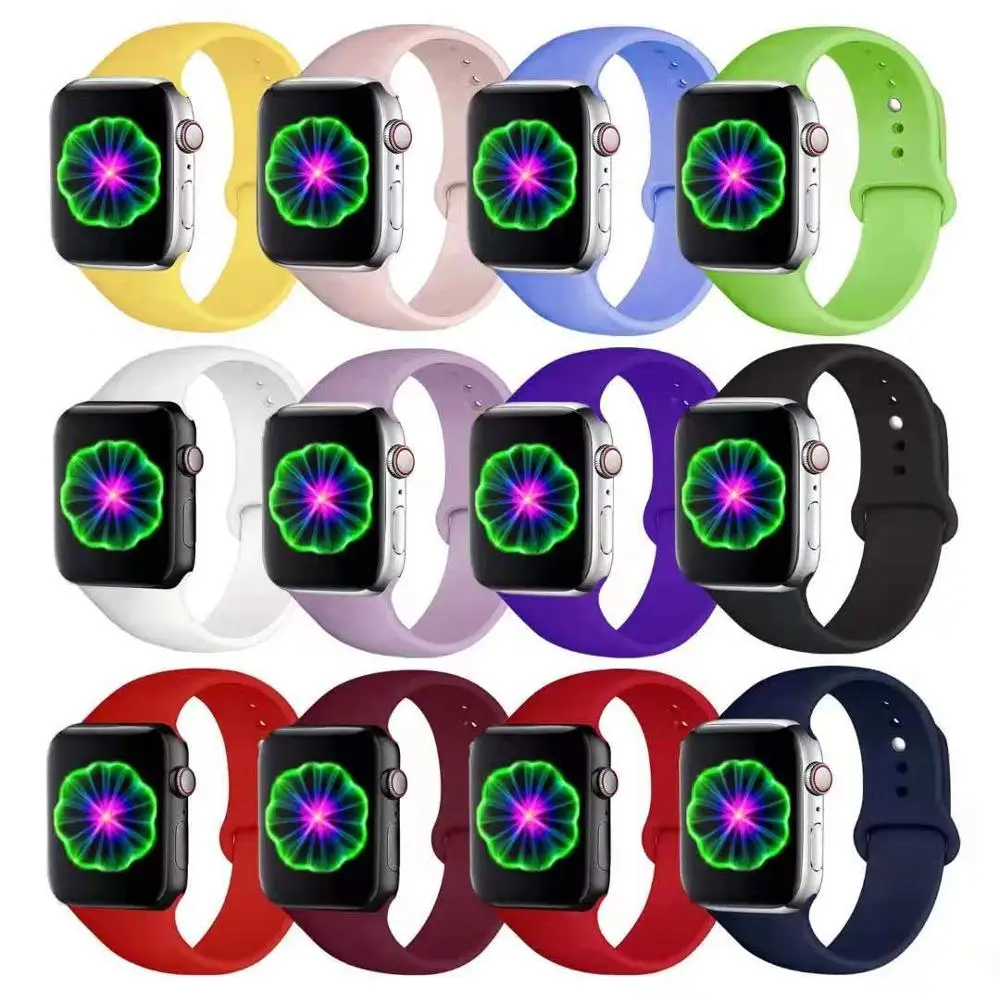 Apple Watch Band 38 мм 42 40 44 спортивный ремешок Мягкая замена для силиконового ремешка iWatch