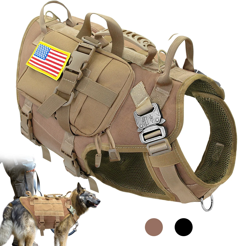 TacticalDogHarnessMilitaryNoPullPetHarnessVestForMediumLargeDogsTrainingHiking