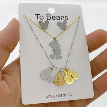 

Fashion Silver Golden Color Fine Necklaces for Women Girl Cute Mickey Minnie Animal Pendant Choker Necklace Jewelry Prom Gift
