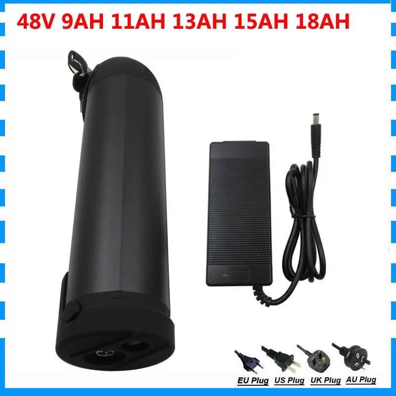 

500W 750W 48V Water Bottle battery 48V 9AH 11AH 13AH 15AH 18AH lithium E-Bike battery 15A / 20A BMS 54.6V 2A Charger