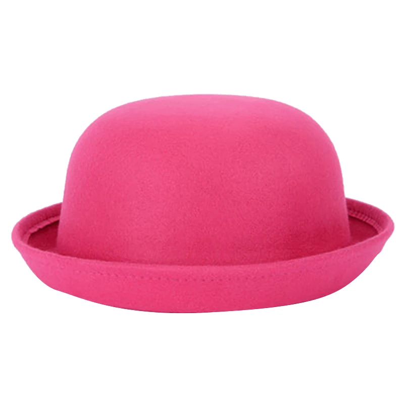 adult rose red Sfit, модная зимняя шапка для женщин, винтажная, для взрослых, леди, милая, детская, элегантная, трендовая, шерсть, фетр, котелок, шапки для девочек и мальчиков - Цвет: adult rose red