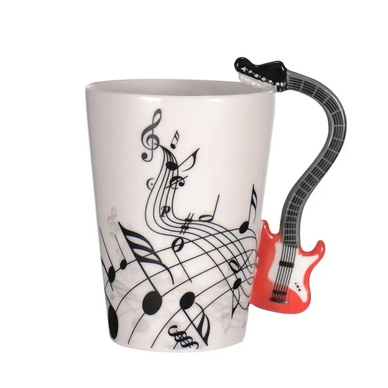 Creative Music Violin Guitar Ceramic Mug Coffee Tea Milk Stave Cups with Handle Coffee Mug Novelty Gifts for Wedding Birthday - Цвет: 29