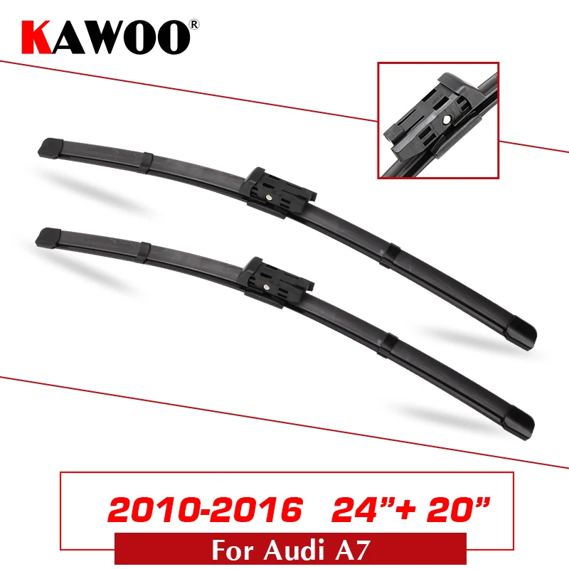 KAWOO для Audi A7 2" 20" 2010 2011 2012 2013 щетки стеклоочистителя лобового стекла автомобиля натуральный каучук Подходит Кнопка типа рукоятки - Цвет: A7  2420