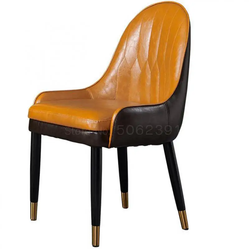 Light Luxury Dining Chair Simple Post-modern High-end Restaurant Leisure Stool Household Solid Wood Net Red Ins Leather B |